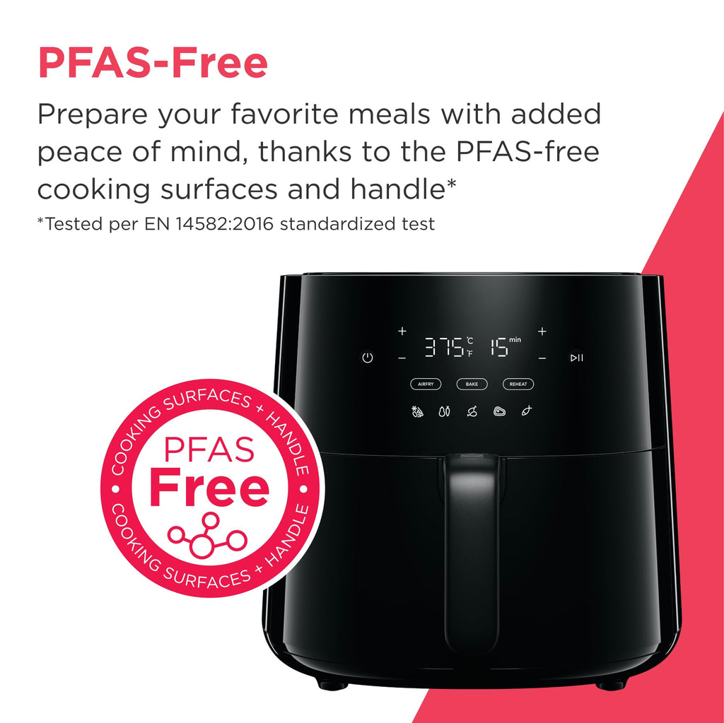 Frigidaire 3-in-1 Air Fryer, Large 5.3 QT Capacity, Digital Display, 3 Cooking Modes, 5 Recipe Presets, Automatic Shake Reminder, PFAS-Free Cooking Surfaces, Black