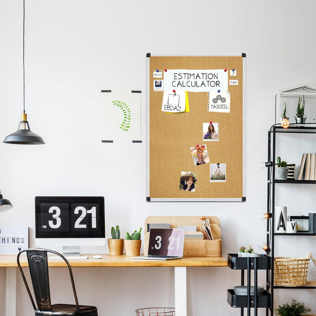 XBoard 24 x 18 Inch Wall-Mounted Office Cork Board, Notice Bulletin Board with Aluminum Frame