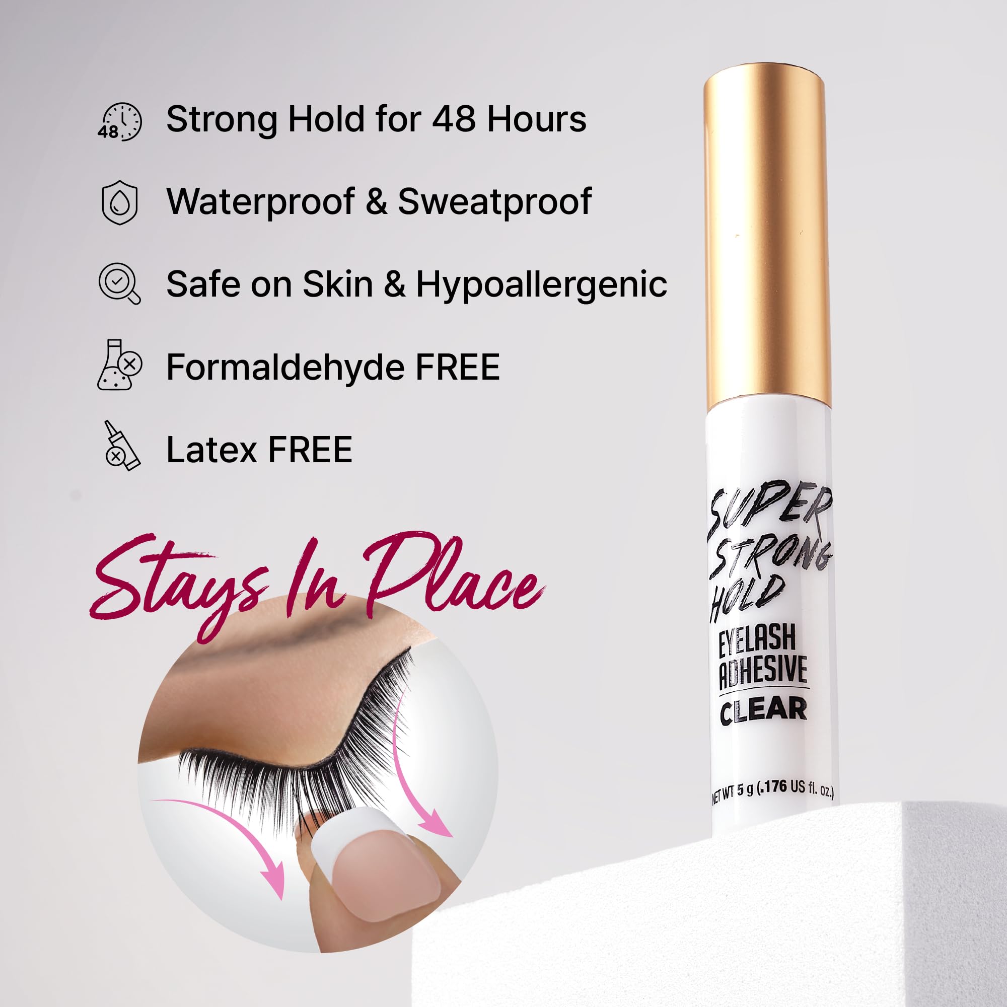 i-ENVY By KISS Super Strong Hold Eyelash Adhesive Waterproof, Long-Lasting Strip Lash Glue, Natural-Looking Allergy & Latex Free with Brush Applicator (Black, 3 Pack)