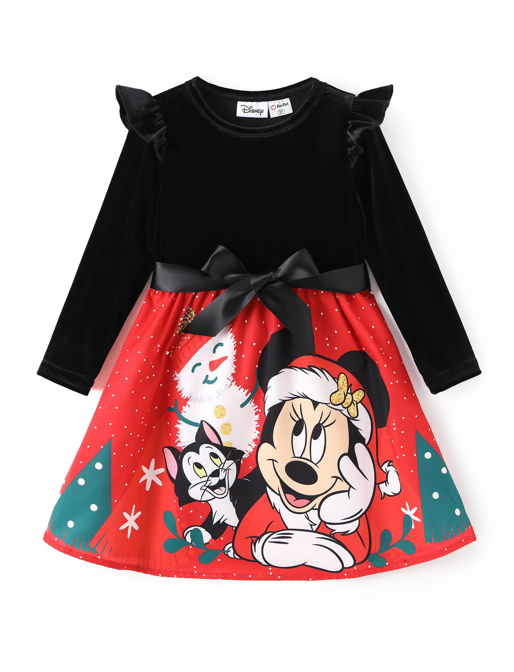 Disney Princess Frozen Elsa Minnie Mickey Stitch Ruffle Sleeve Dress A Line Long Sleeve Kids Clothes Baby to Toddler