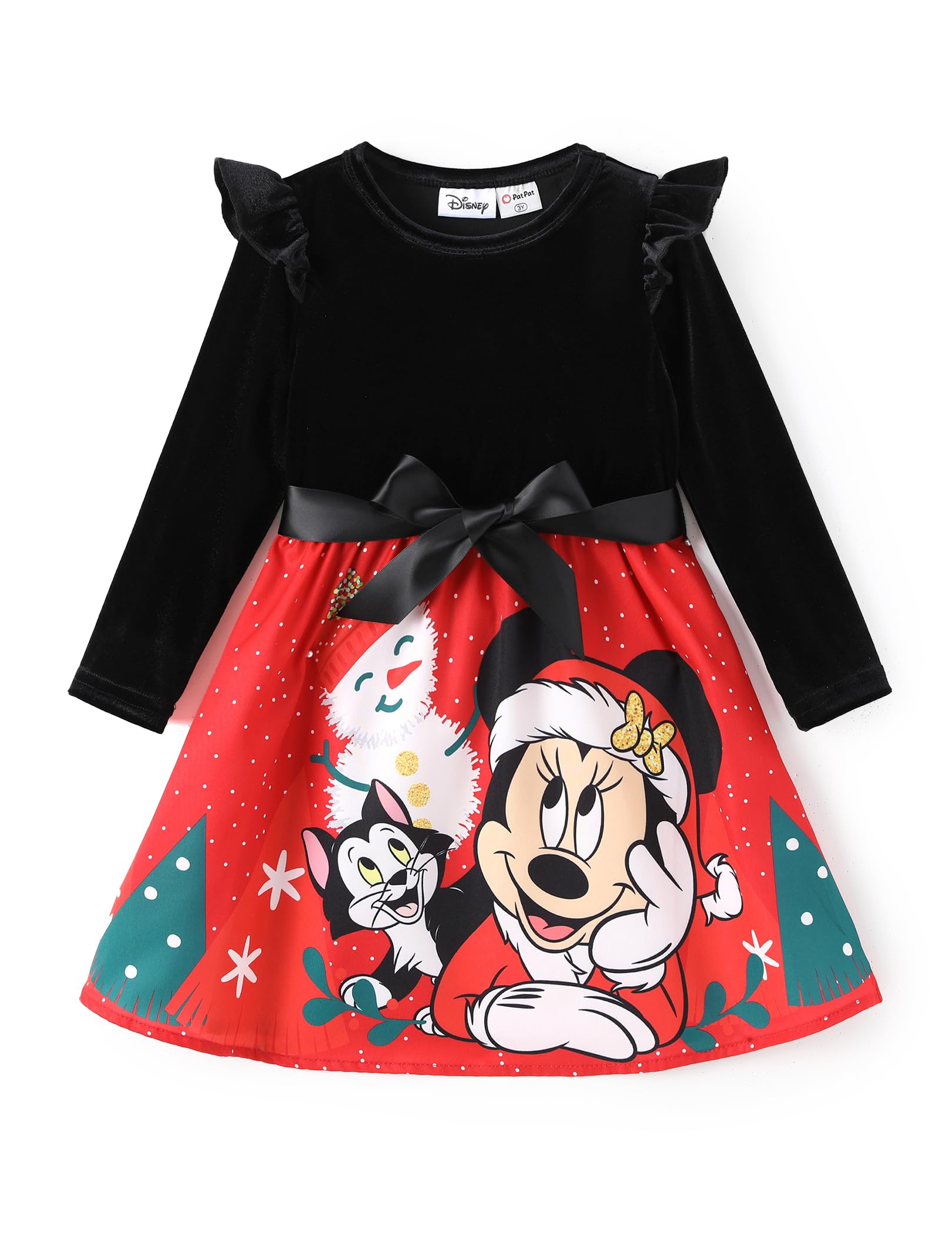 Disney Princess Frozen Elsa Minnie Mickey Stitch Ruffle Sleeve Dress A Line Long Sleeve Kids Clothes Baby to Toddler