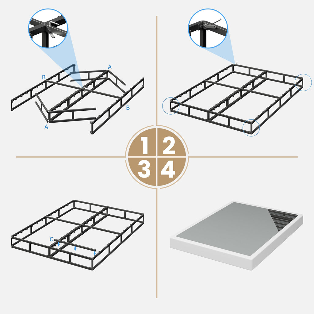 HUEIIS Box Spring Twin Size, 7 Inch Low Profile Metal Frame Mattress Foundation, 3000 lbs Heavy Duty Boxspring with Fabric Cover, Easy Assembly, Noise Free, Non-Slip