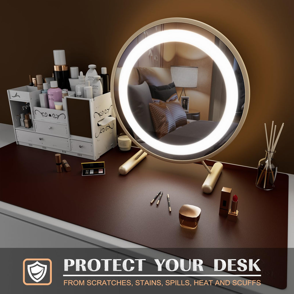 K KNODEL Small Office Leather Desk Mat, Mouse and Keyboard Pad, Computer and Laptop Mat, Desktop Protector and Cover, Writing Pad and Blotter (23.6"x13.8", Black)