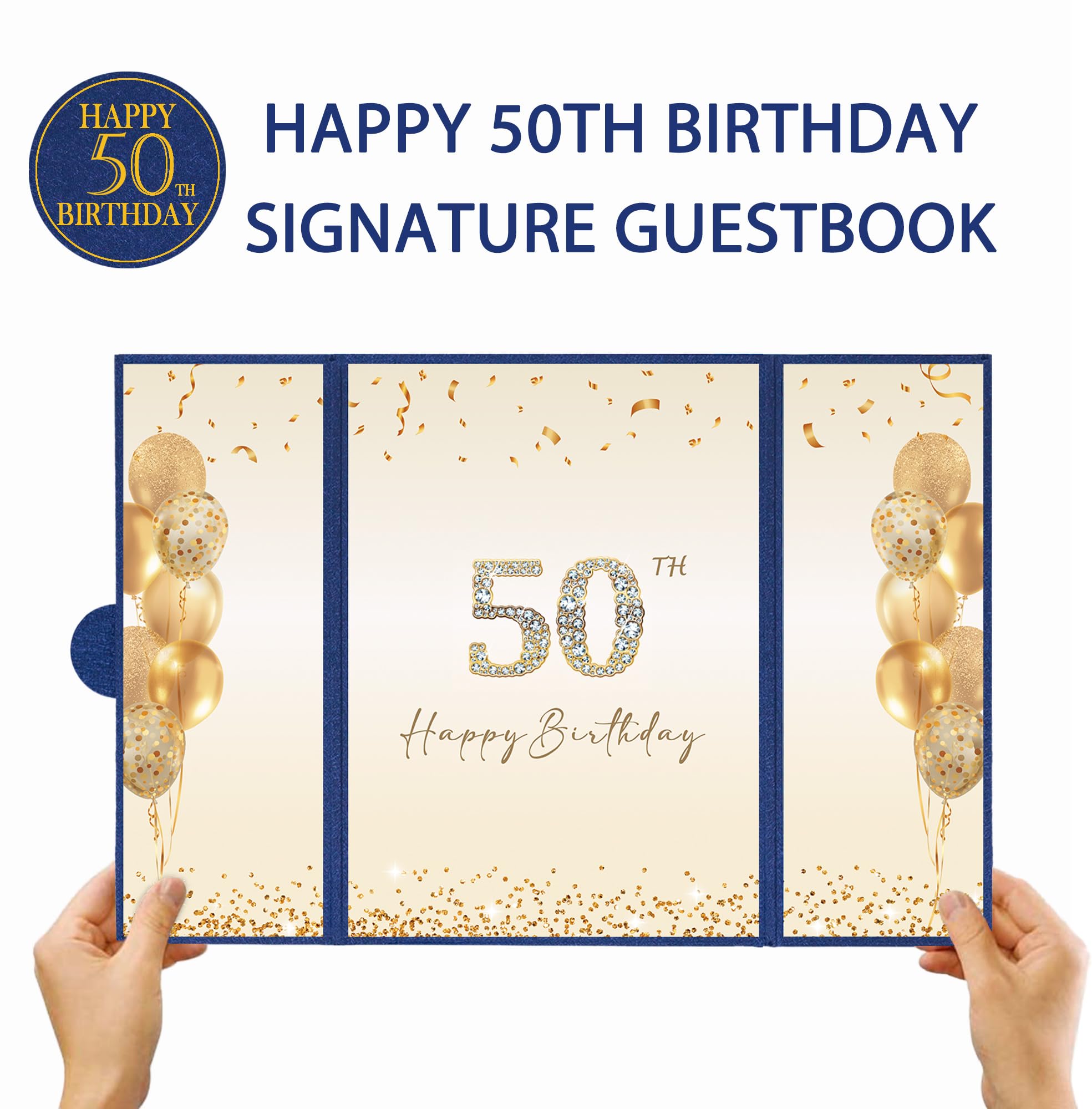 DARUNAXY Rose Gold 50th Birthday Party Decorations for Women, Happy 50th Birthday Alternative Signature Guest Book Black Pink 50 Birthday Signing Card Board Party Supplies Cheers to 50 Years Old Gift