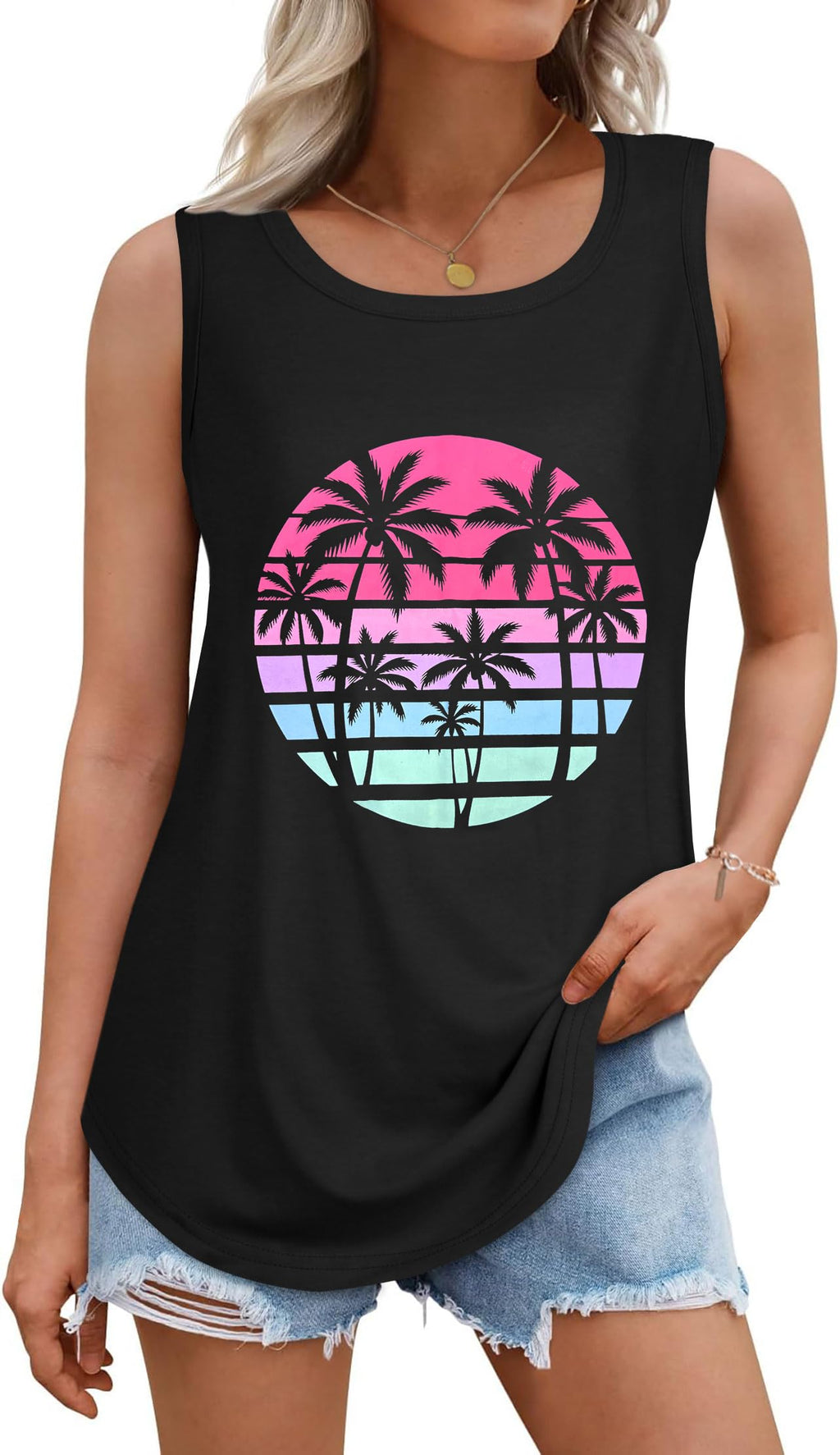 rosemia Tank Tops for Women Summer Sleeveless Casual Loose Fit Tunic Tops 2026