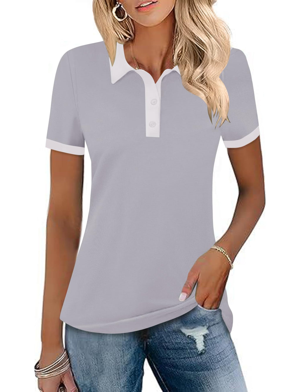 LOMON Womens Golf Polo Shirts Short Sleeve Collared Tops Lightweight Moisture Wicking Tennis Activewear S-XXL