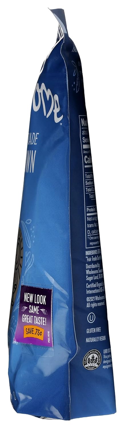 Wholesome Sweeteners 24-Ounce Organic Dark Brown Sugar, Fair Trade, Non GMO, Gluten Free & Vegan, Sugar for Baking and Glazing, 1 Pack
