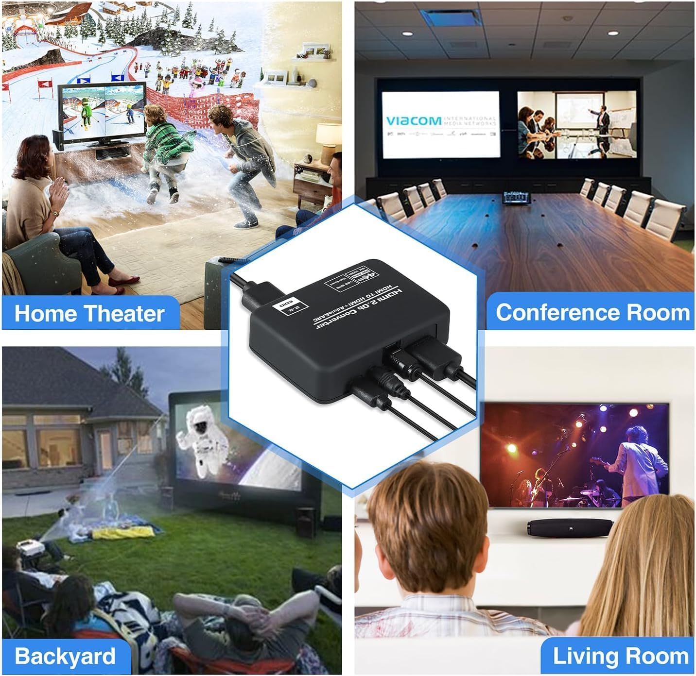 4K@60Hz HDMI 2.0b Audio Extractor Converter Adapter Splitter, HDMI ARC + Optical Toslink SPDIF + 3.5mm Stereo Audio Out, Support HDCP2.2 Digital PCM DTS 5.1, (Optical / HDMI Cables Included)