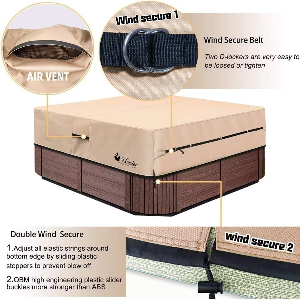 Round Hot Tub Cover Outdoor Waterproof Spa Cover Cap(83''x 20'') 600D Heavy Duty Polyester Hot Tub Cover Protector(Brown)