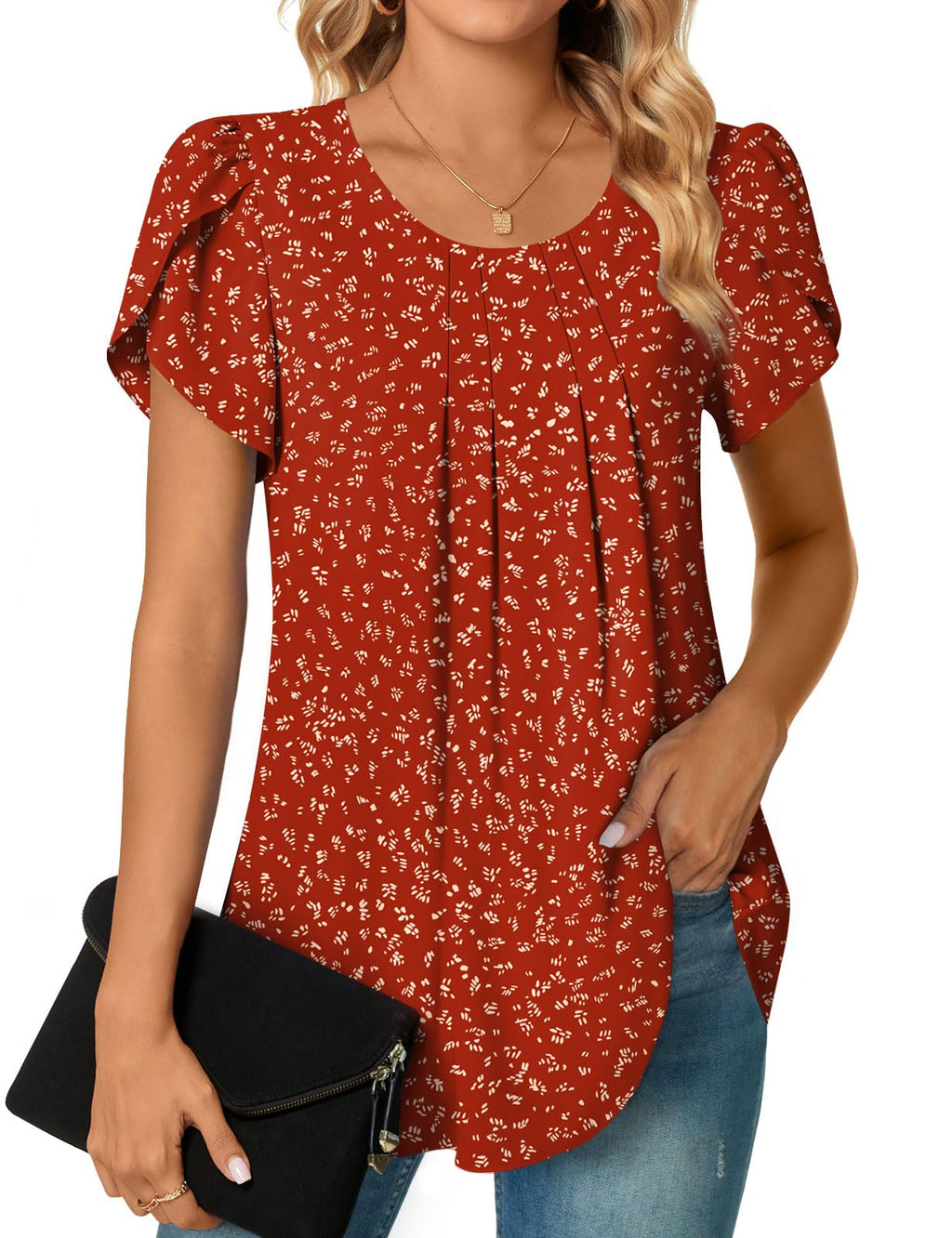 Bestbee Womens Plus Size Tops Dressy Casual Summer Chiffon Blouses Short Sleeve Dress Shirts Business Loose Fit Tunics