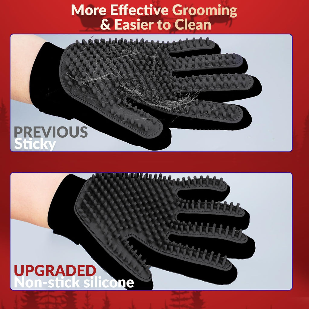 Upgrade Efficient Pet Hair Remover Gloves - Gentle Shedding Brushes for Dogs, Cats & Horses with Long and Short Hair - 1 Pair (Blue)