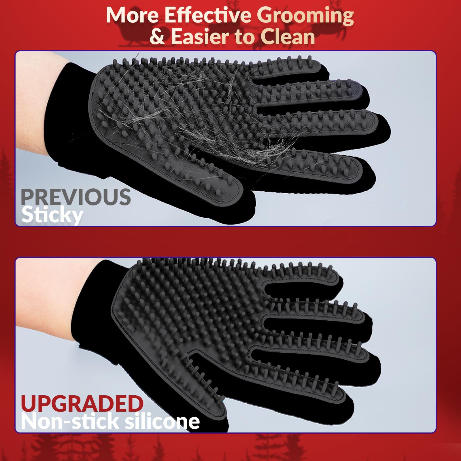 Upgrade Efficient Pet Hair Remover Gloves - Gentle Shedding Brushes for Dogs, Cats & Horses with Long and Short Hair - 1 Pair (Blue)