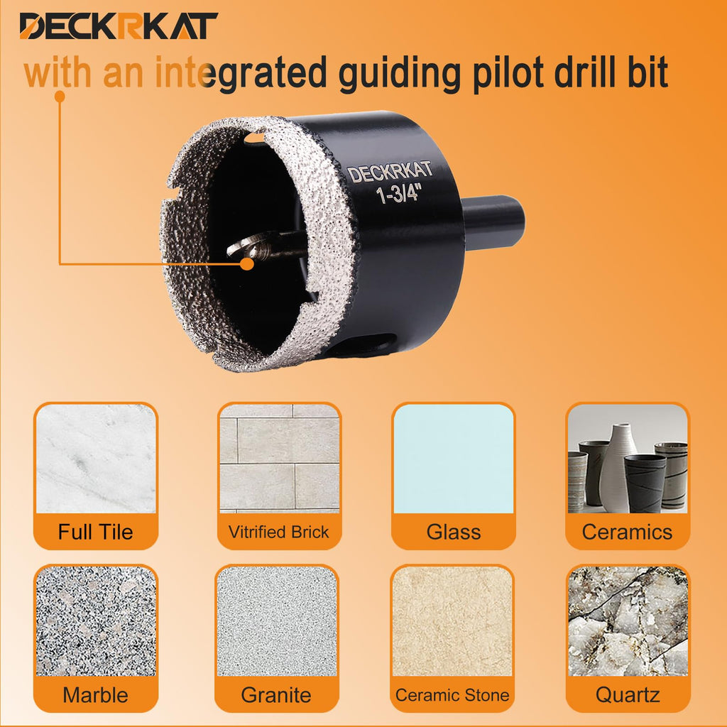 1 Inch Diamond Hole-Saw Bits with Pilot Drill Bit - 2pc 1" Diamond Tipped Tile Hole Saws with Guiding Bit Accurate Drilling for Porcelain Tile Ceramic Pottery Granite Stone Glass Bottles 25mm