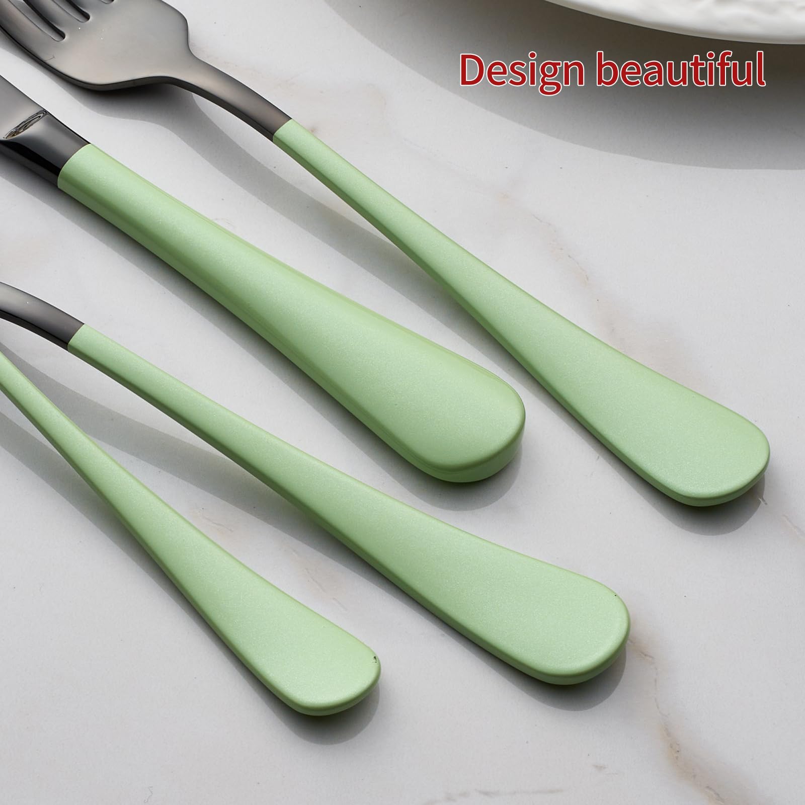 20-Pieces Blac and Pink Silverware Sets for 4,Pink Handle Stainless Steel Cutlery Set, Include Forks Spoons and Knives Set, Dishwasher Safe Utensil Sets for Home Restaurant