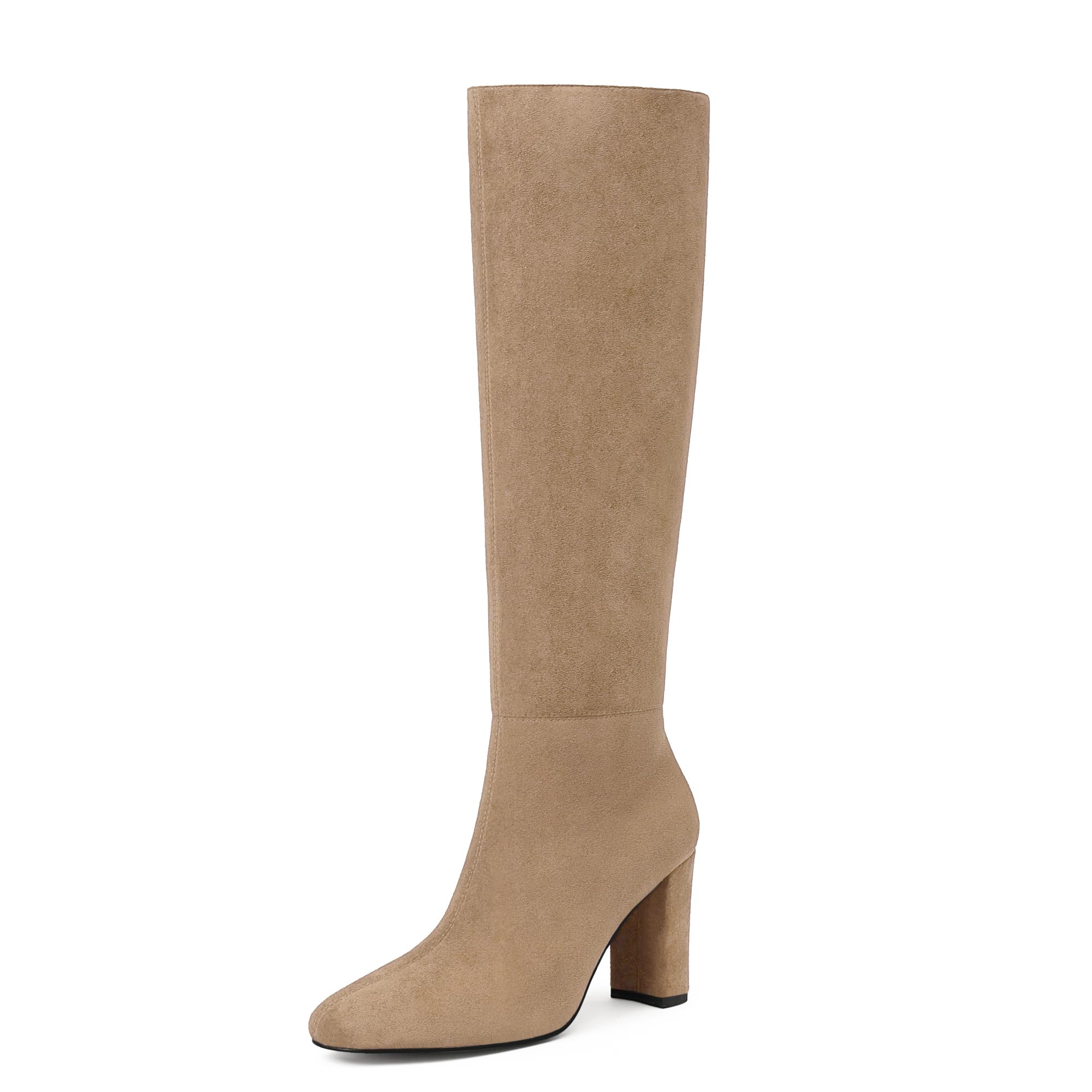 Modatope Knee High Boots for Women Chunky Heel Rounded Toe Womens Tall Boots