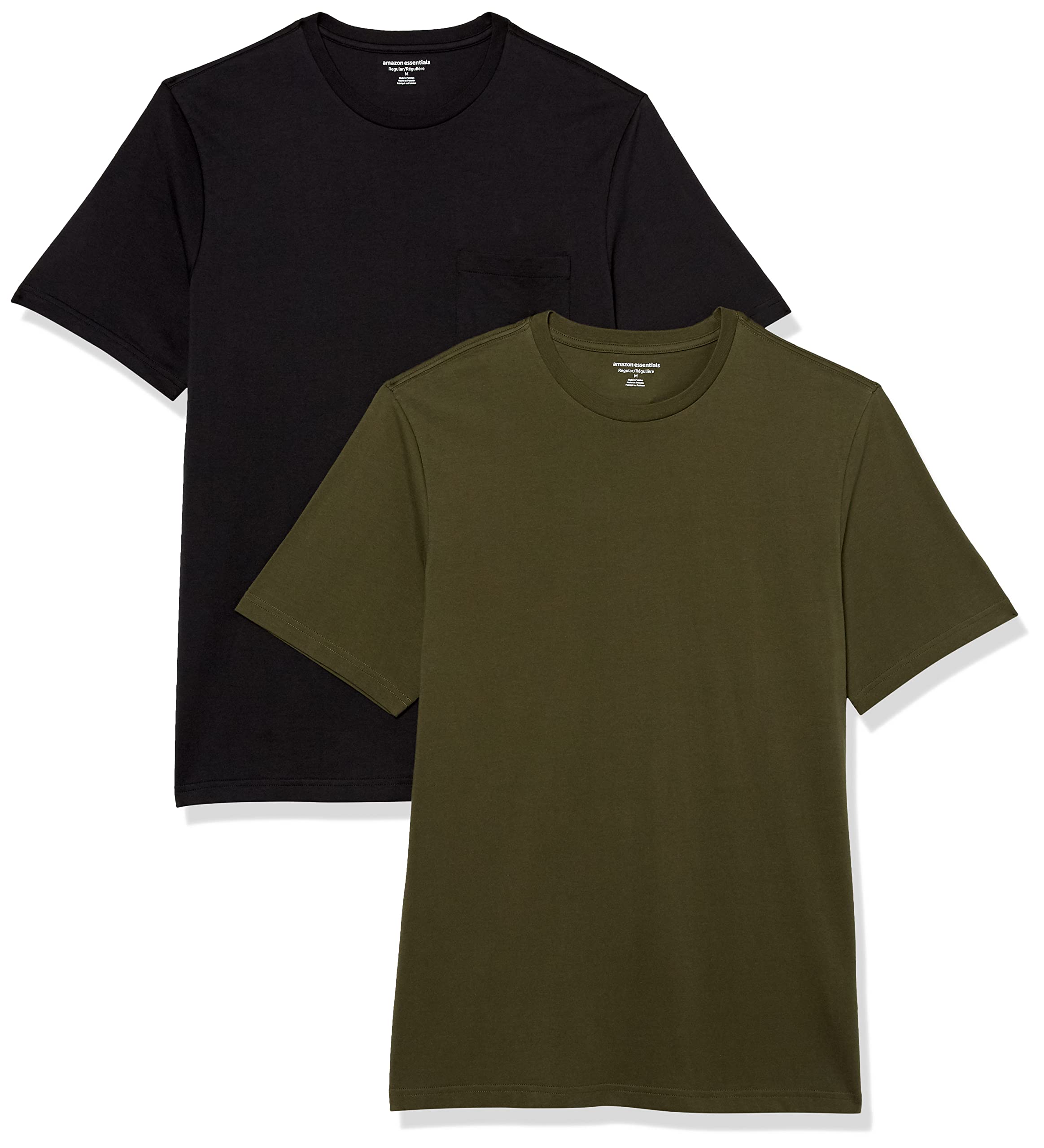 Amazon Essentials Men's Short-Sleeve Crewneck Pocket T-Shirts, Pack of 2