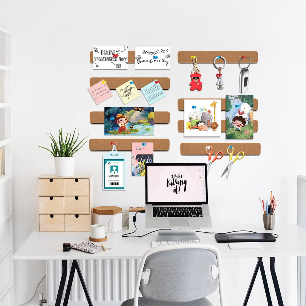 Felt Bulletin Board, 15.7''X 11.8'' corkboard Pin Board for Bedrooms Offices Home Wall Decoration, Self Adhesive Cork Board with 35 Push Pins for Paste Notes, Photos, Schedules (2 Pack)