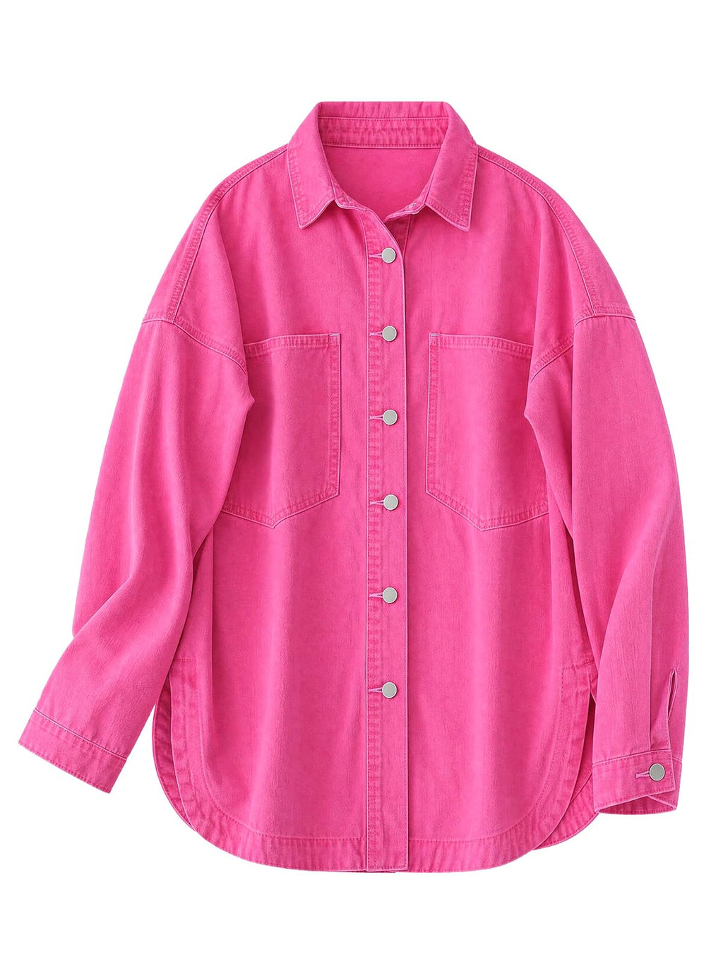 LifeShe Women Denim Shirt Jean Jacket Oversize Button Down Shirt Long Sleeve Jean Tops Trendy Shackets