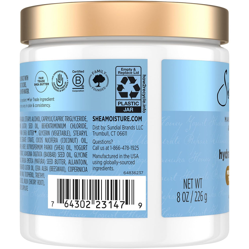 Shea Moisture Hair Mask - Manuka Honey & Yogurt, Hydrate + Repair Protein Power Treatment, Hair Treatment for Dry, Damaged Hair Care with Organic Shea Butter & Castor Oil for Hair, 8 Oz