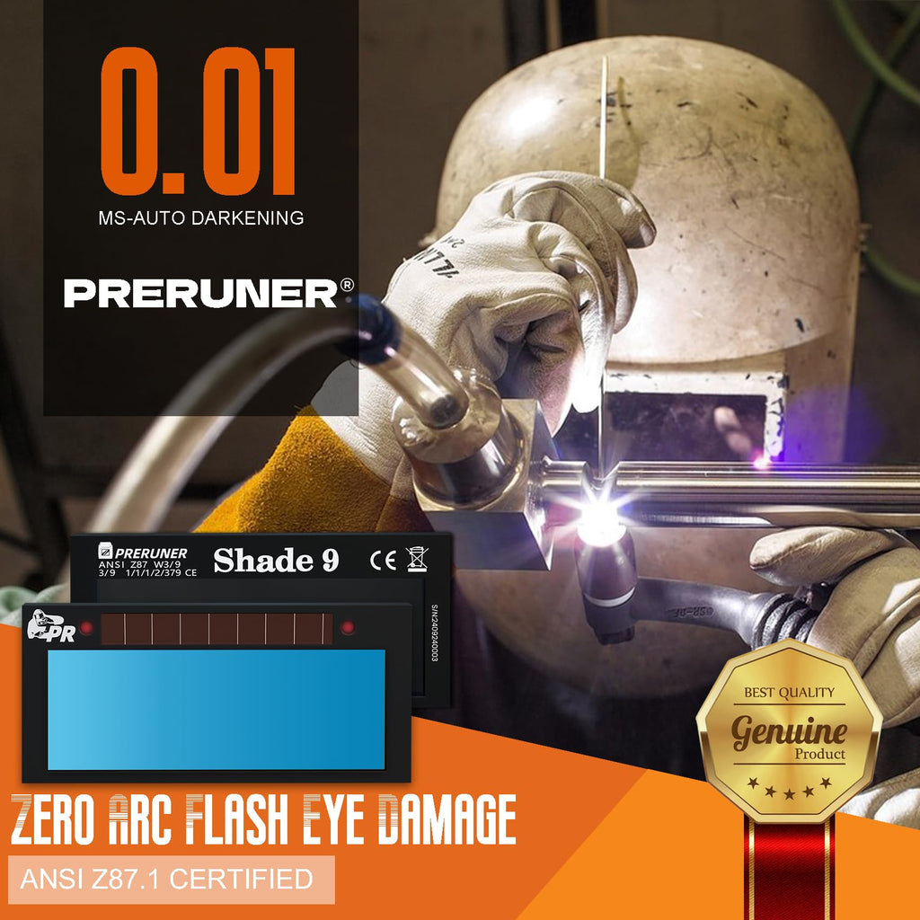 Core Series Gold Shade 9 Auto Darkening Welding Lens 2" x 4 1/4", Slim 0.2" Welding Lens with Cool Blue Puddle View for Pancake & Sugar Scoop Welding Hoods