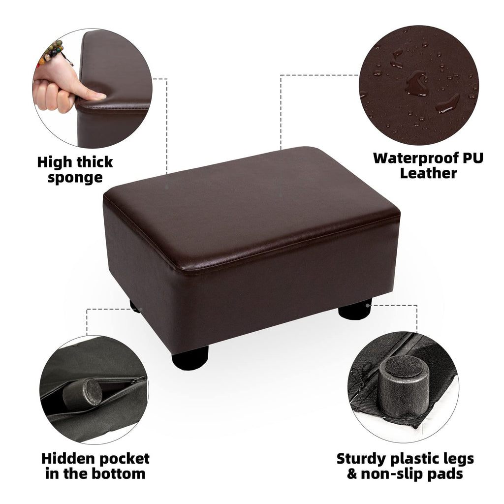 CAROLMADE Small Foot Stool Ottoman Footstool with Legs Under Desk Footrest for Living Room Bedroom and Office, Black