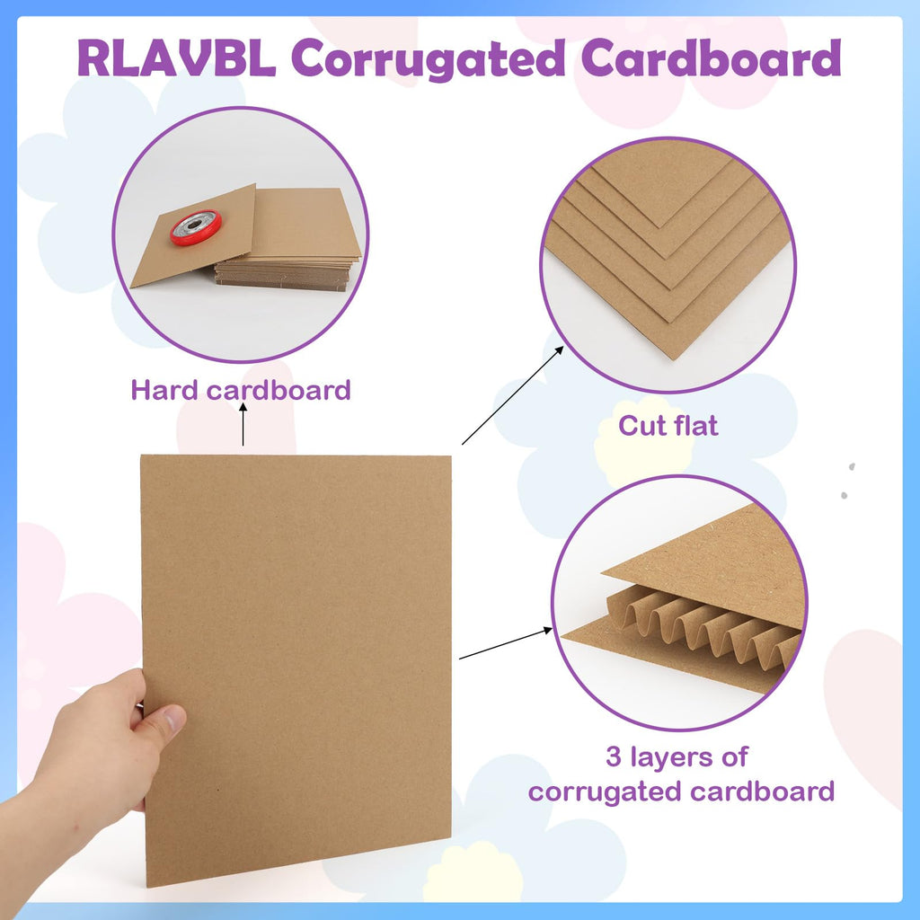 RLAVBL 200 Pack 3.5x4.5 White Corrugated Cardboard Sheets, Flat Cardboard Inserts for Shipping, Mailing, Packing, DIY Crafts