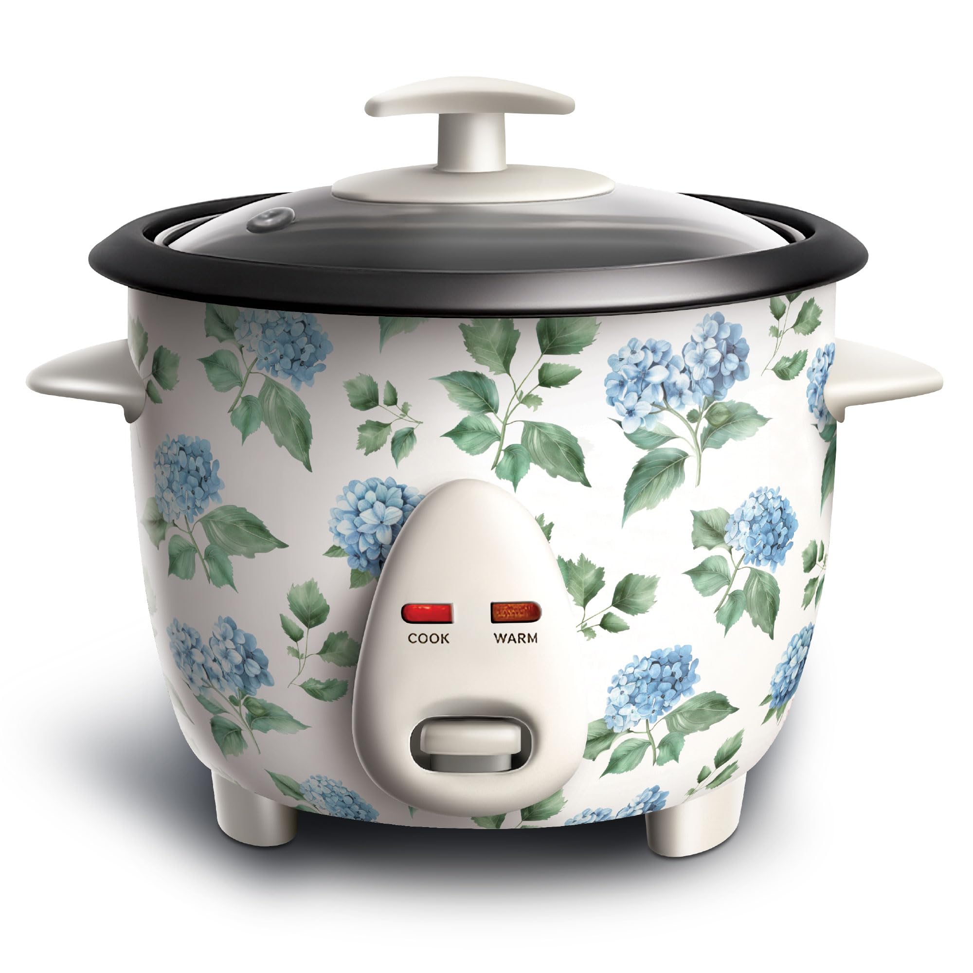 COOK WITH COLOR 6 Cup Rice Cooker 300W - Effortless Cooking and Perfectly, Cooks 3 Cups of Raw Rice for 6 Cups of Cooked Rice, Floral Blue