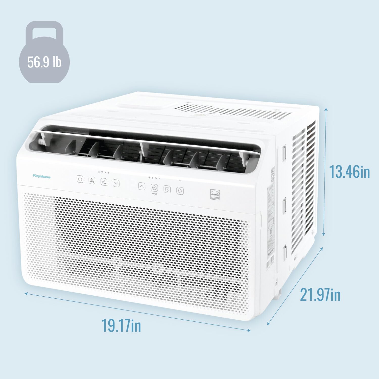 Keystone Energy Star 8,000 BTU Window Mounted Inverter Air Conditioner with Quiet, High Efficiency Operation and Remote, Window AC Unit for Apartment, Living Room, Medium Rooms up to 350-Sq.Ft.