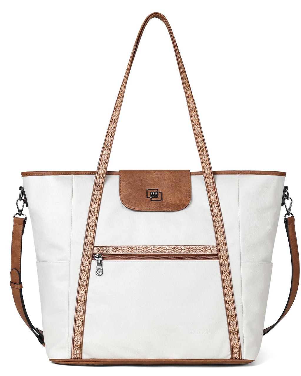 FADEON Large Laptop Tote Bag for Women Designer Leather Laptop Bag Fashion Travel Backpack Purse Shoulder Handbag