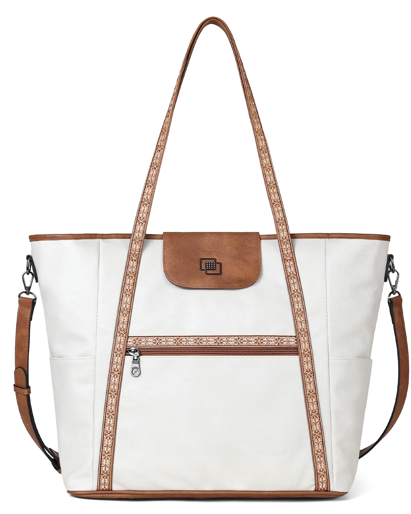 FADEON Large Laptop Tote Bag for Women Designer Leather Laptop Bag Fashion Travel Backpack Purse Shoulder Handbag