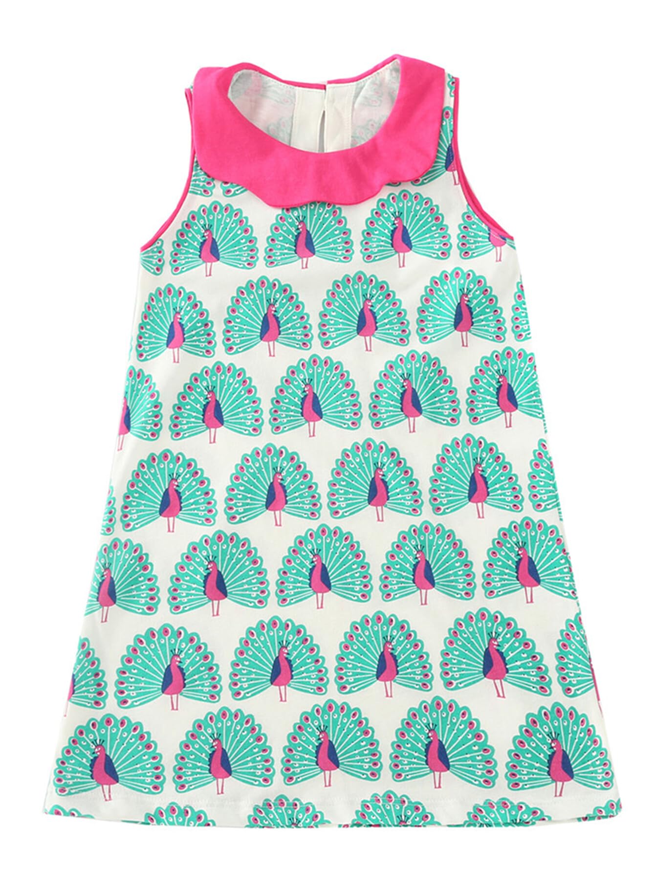 HILEELANG Little Girls Cotton Dress Sleeveless Casual Summer Sundress Flower Printed Jumper Skirt