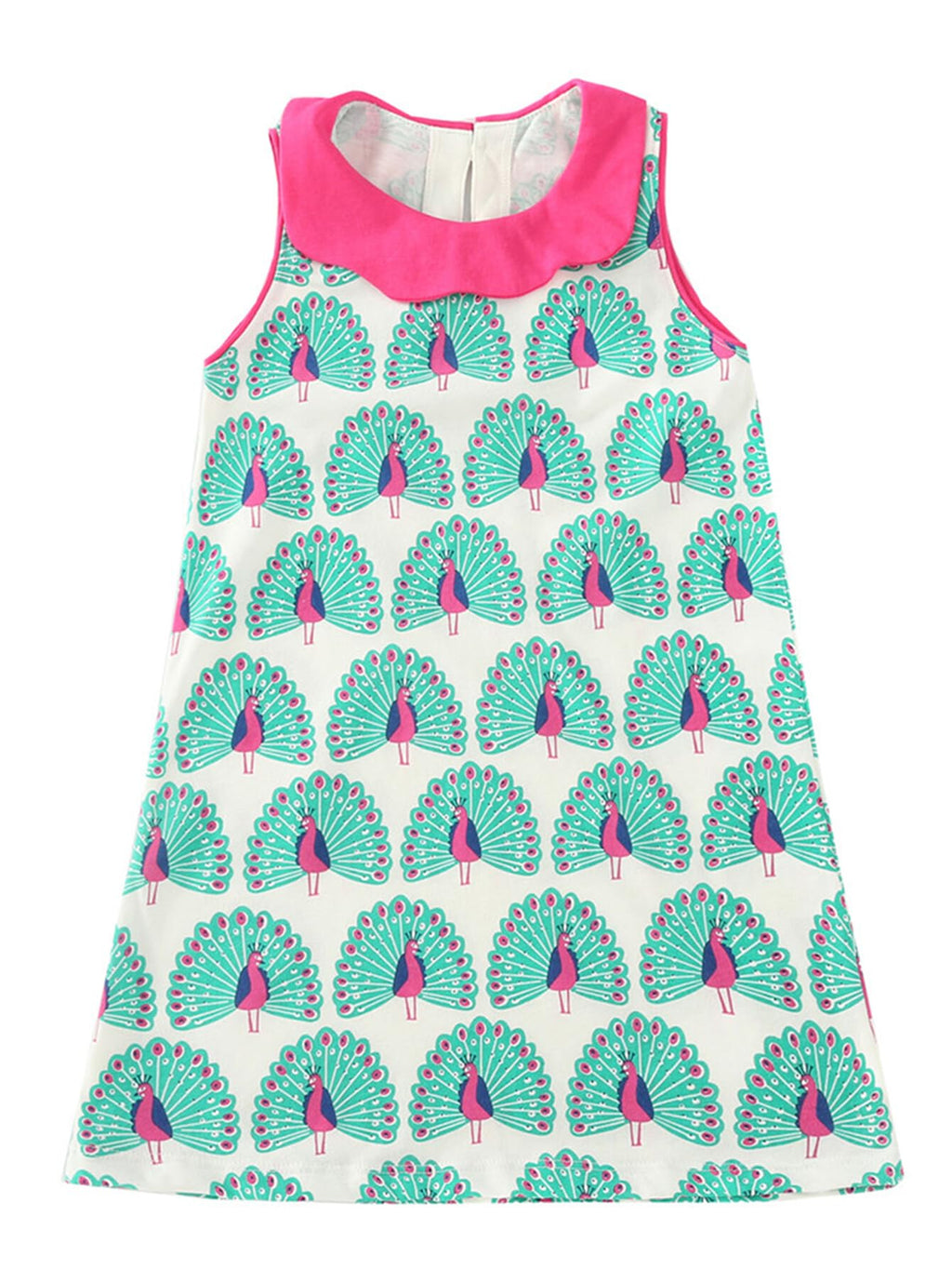 HILEELANG Little Girls Cotton Dress Sleeveless Casual Summer Sundress Flower Printed Jumper Skirt