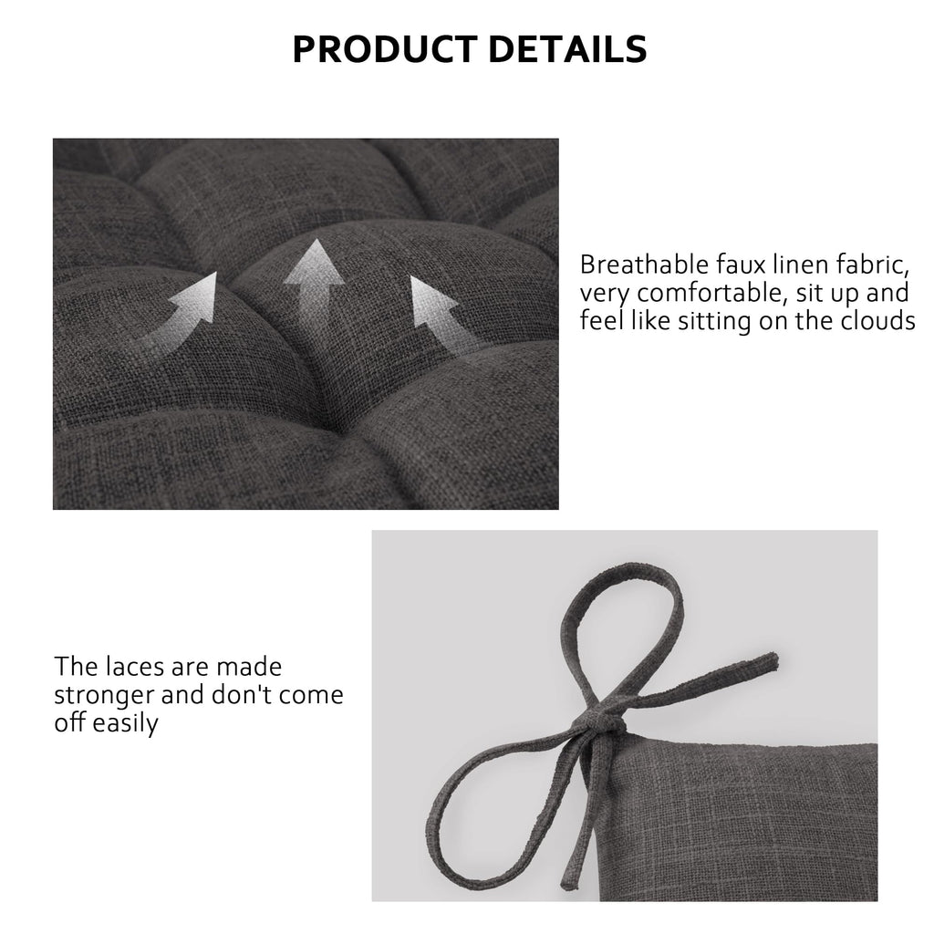 ELFJOY Rocking Chair Cushion Large Rocking Chair Pads with Ties Premium Tufted High Back and Seat Cushion 2 Piece Set Black