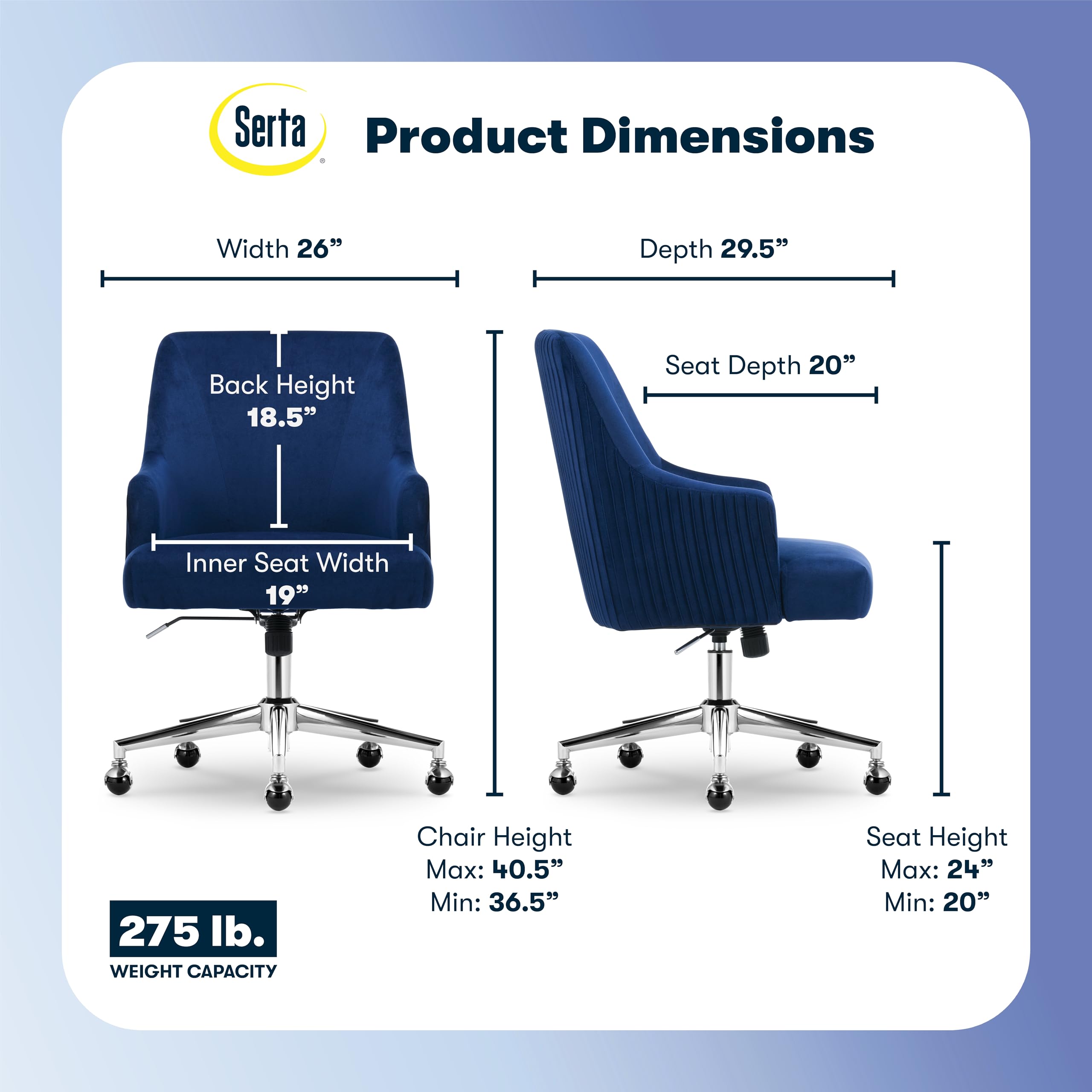 Serta Scarlett Modern Office Chair, Pleated and Curved Mid-Back Desk Chair, Pocket Coil Seat Cushion, Padded Armrests, Vanity Armchair with Wheels, Swivel Gold Base, Beige Velvet Fabric