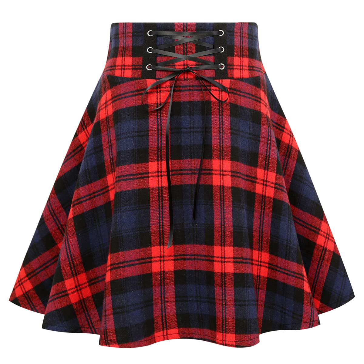 IDEALSANXUN Gothic Plaid Mini Skirts for Women Short High Waist Plaid Skirts