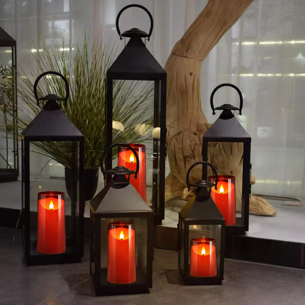 NURADA Flameless Candles with Remote Timer: 3D Wick Battery Operated Led Pillar Acrylic Fake Candle Set for Home Decoration Romantic Ambiance - Gold 2 Pack