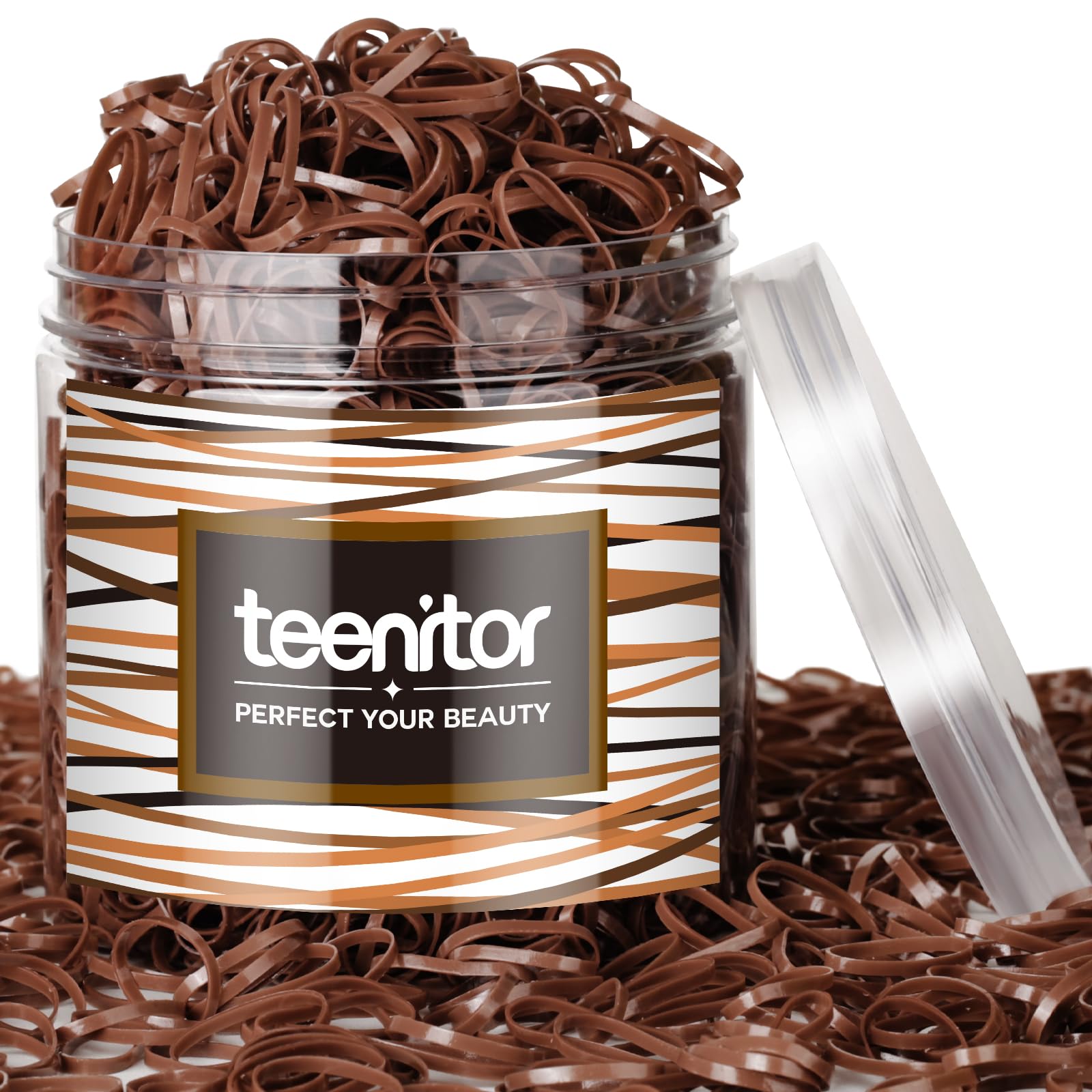 Teenitor Clear Elastic Hair Bands, 2000pcs Mini Hair Rubber Bands, Hair Ties, Soft Hair Elastics Ties, 2mm in Width and 30mm in Length