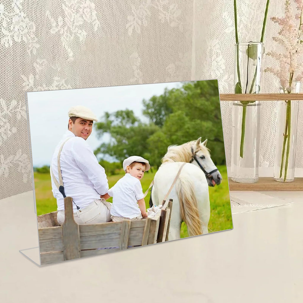 4x4 Acrylic Picture Frames, Set Of 6 Clear Acrylic Frameless Gift for Desktop Display, Standing Picture or Display Sign Holder with Inserts for Home Office