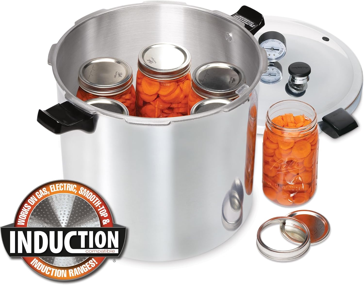 Presto 01784 23-Quart Induction Compatible Pressure Canner, Silver, Aluminum
