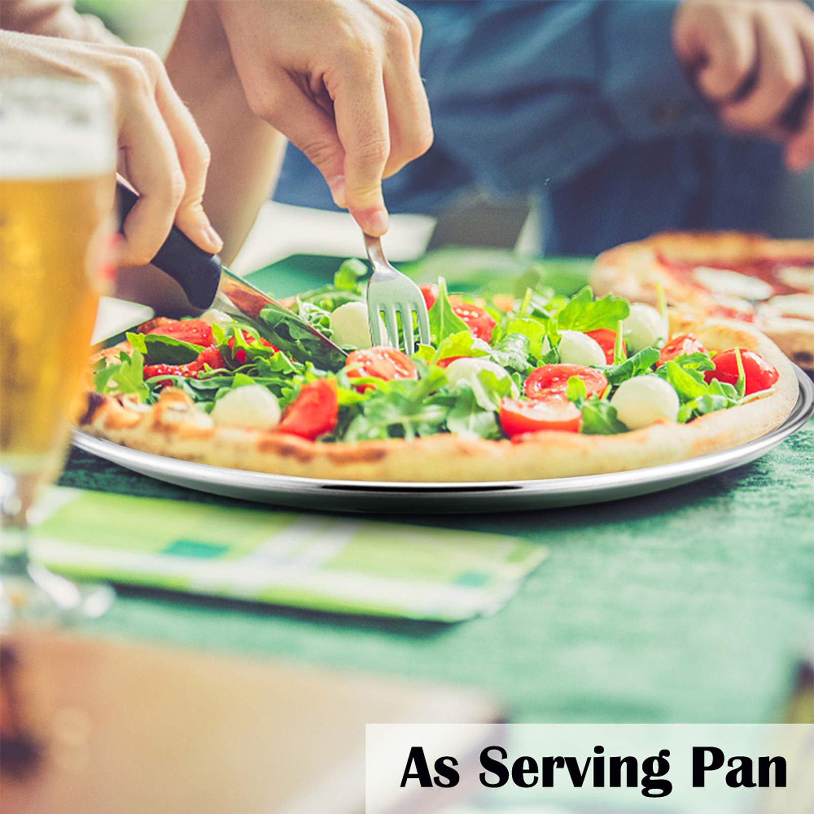 P&P CHEF Pizza Pan Set of 2, Stainless Steel Pizza Tray, Round Pizza Plate For Pie Cookie Pizza Cake, Non Toxic & Heavy Duty, Dishwasher Safe & Easy Clean, 10 Inch & Silver