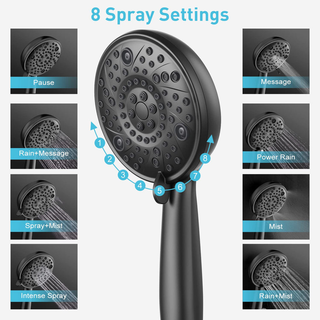 EMBATHER Shower Faucets Sets Complete, with 3 Setting High Pressure Shower Head Combo, Bathroom Wall Mounted Rainfall Shower System Fixtures with 8-Mode Handheld Spray, Brushed Nickel