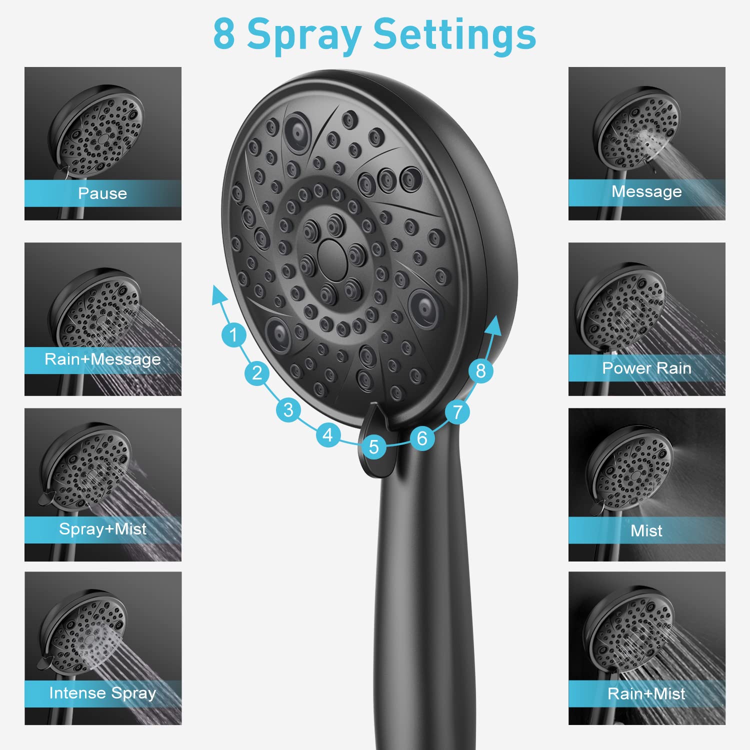EMBATHER Shower Faucets Sets Complete, with 3 Setting High Pressure Shower Head Combo, Bathroom Wall Mounted Rainfall Shower System Fixtures with 8-Mode Handheld Spray, Brushed Nickel