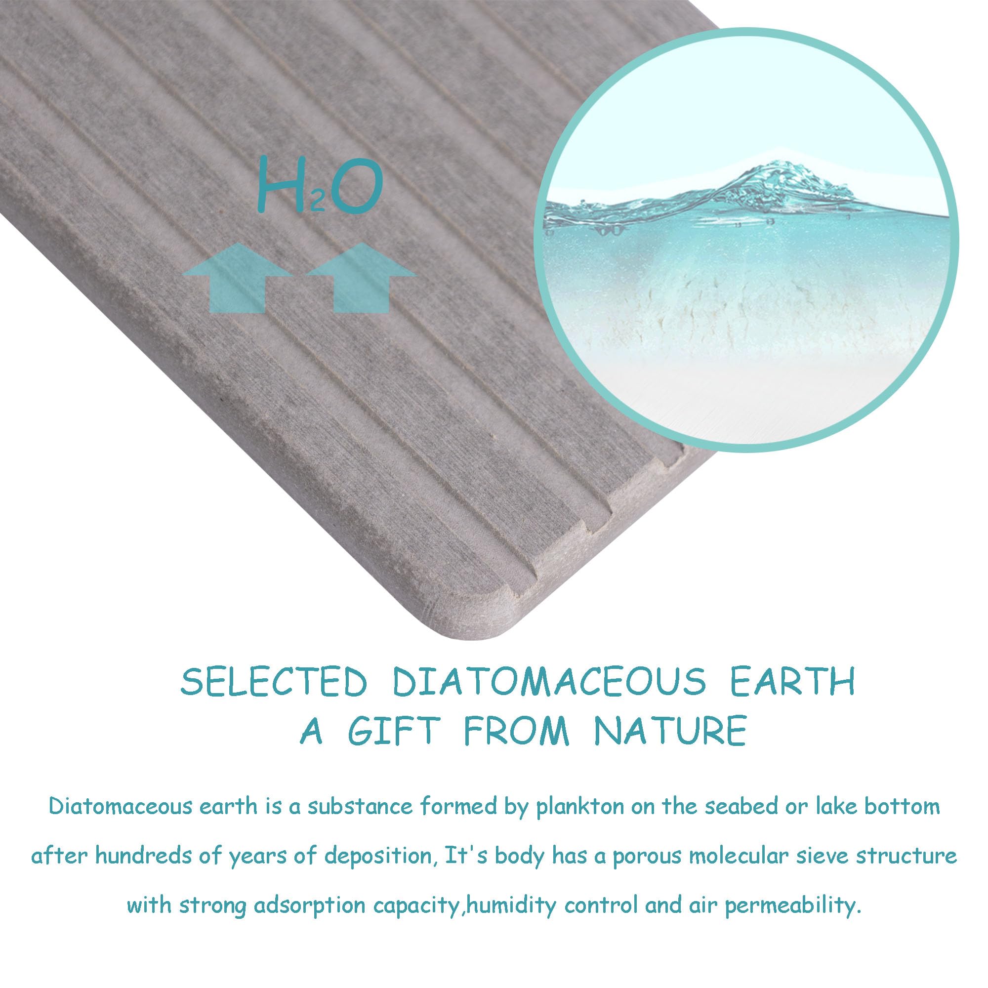 NiuYichee 2 PCS Water Absorbent diatomite Coasters, 7.1" x 3.5" Water Absorbing Stone Tray for Sink, Stone Drying mat for Kitchen Counter, Stone soap Tray Used for Hand Soaps & toiletries & Plants