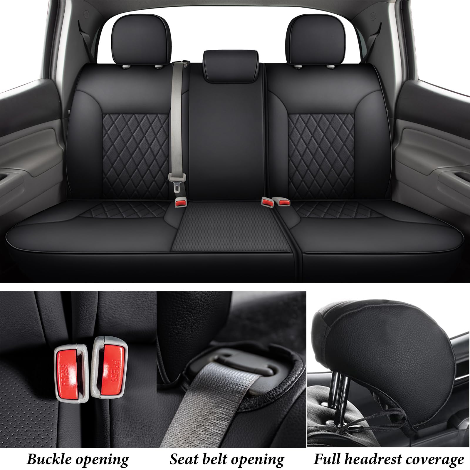 Coverado Tacoma Seat Covers, Car Seat Covers Front Seats, Leather Seat Covers for Cars Car Seat Protector Cushion Tacoma Accessories Custom Fit 2005-2023 Toyota Tacoma Double/Crew Cab(Black)