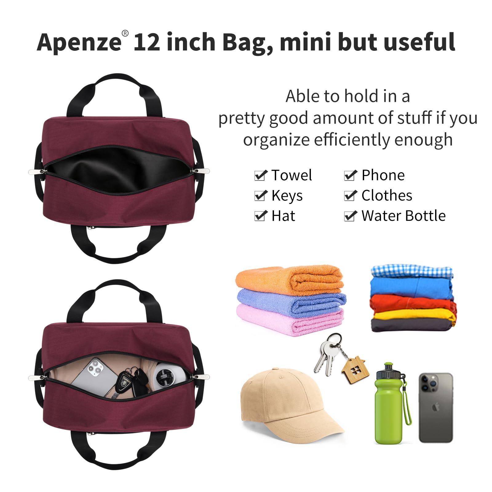 Apenze Small Gym Bag Carry On Bag - 12 in Mini Duffle Bag Lightweight for Overnight Travel(Camouflage)