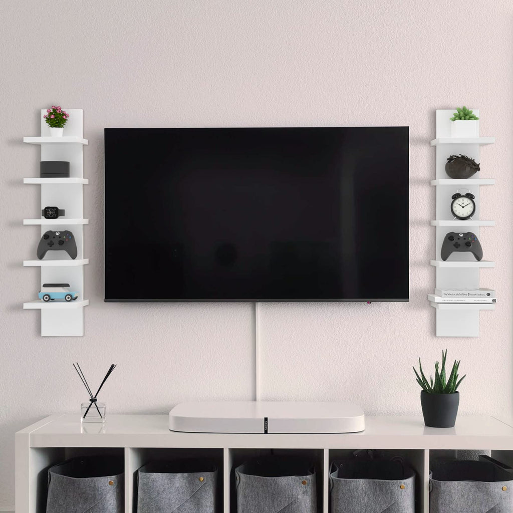 Homaterial Wall Shelves 4 Tier, Simple Vertical Corner Shelf for Room, Kitchen Wall Decor, Makeup Perfume Organizer,Decorative Shelving Unit, Black