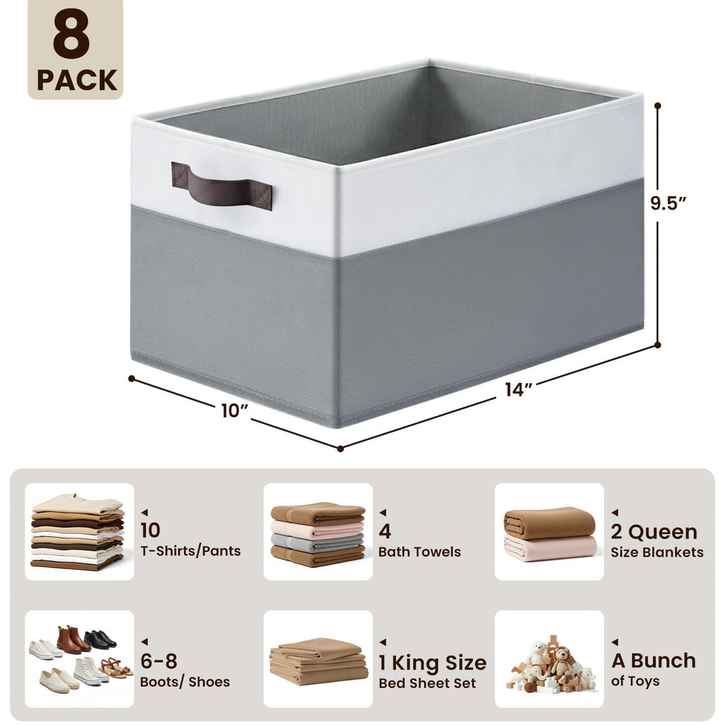 Criusia 4 Pack Baby Clothes Organizer Bins, Fabric Collapsible Storage Baskets with Handles, Odorless Storage Bins for Toy Clothes Nursery Kids Room Playroom Classroom (14L*10W*9.5H)