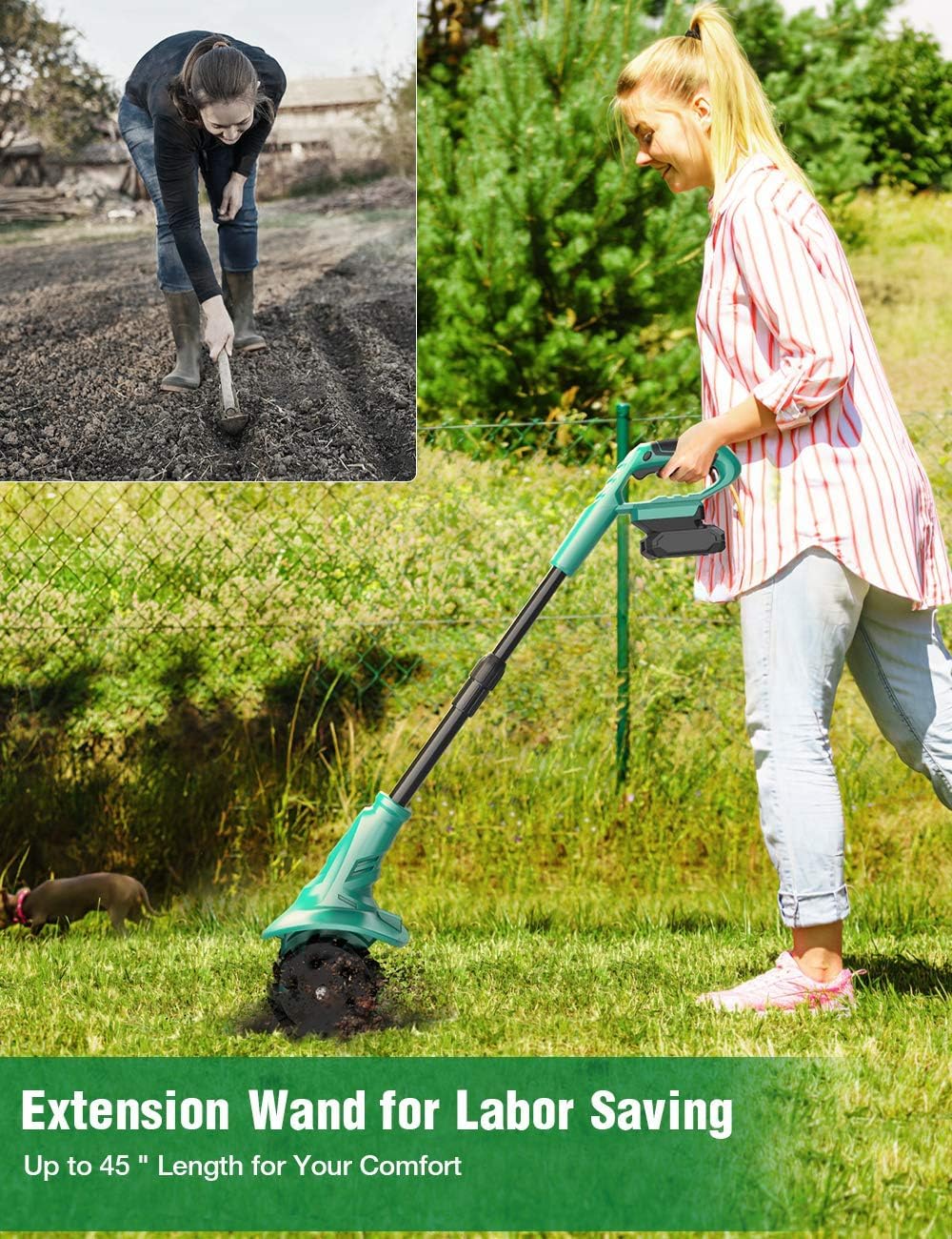 KIMO Leaf Blower Cordless with Battery and Charger, 540CFM/220MPH, Precision Adjustment Handle, 3Speeds w/ Visual Panel, Lightweight, 2 Extended Tube, 2* 2.0 Battery Powered Leaf Blowers for Lawn Care