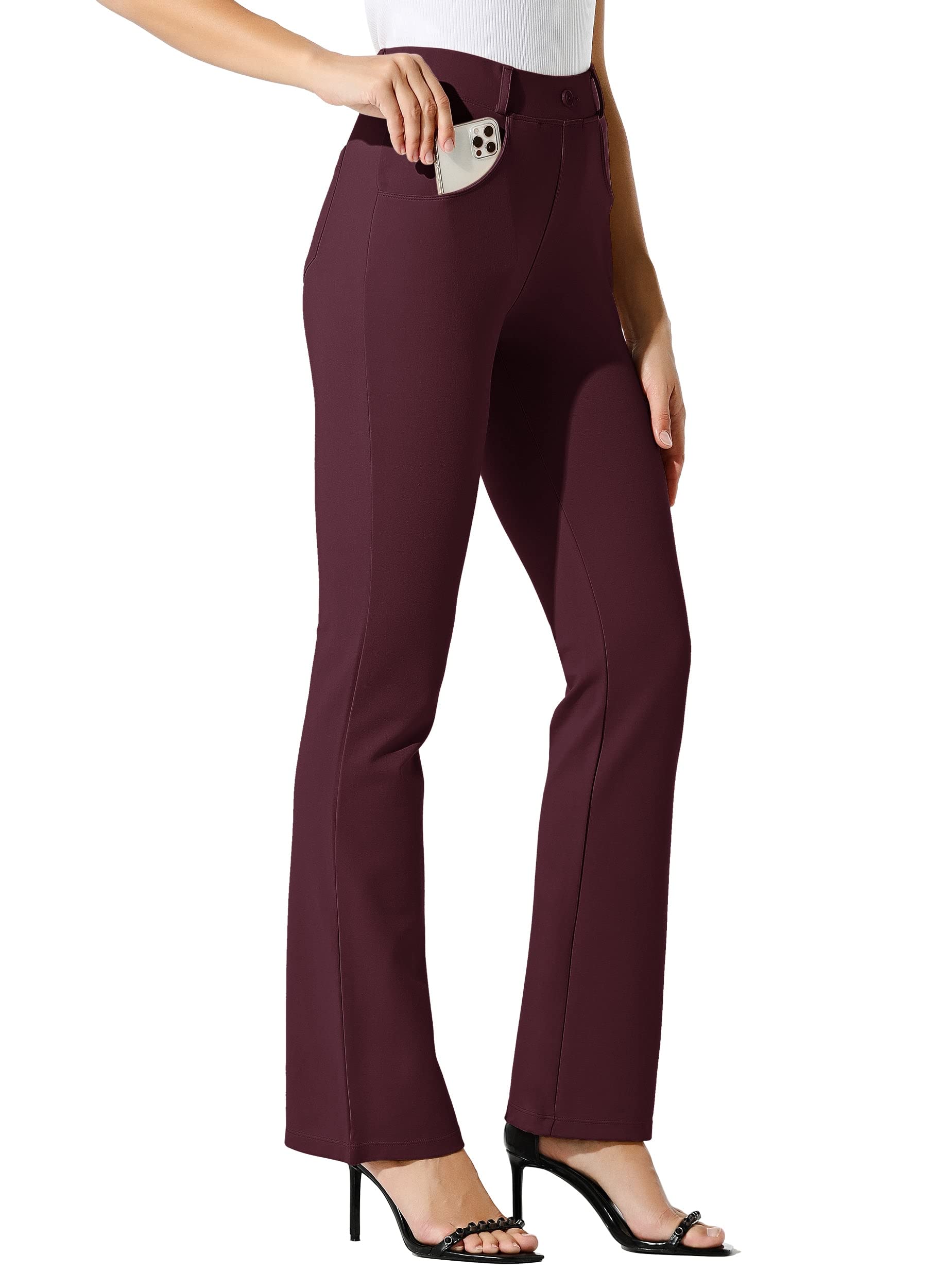 Willit Women's Yoga Dress Pants Bootcut Stretch Work Slacks Office Pants 4 Pockets 28"/29"/30"/31"/33"