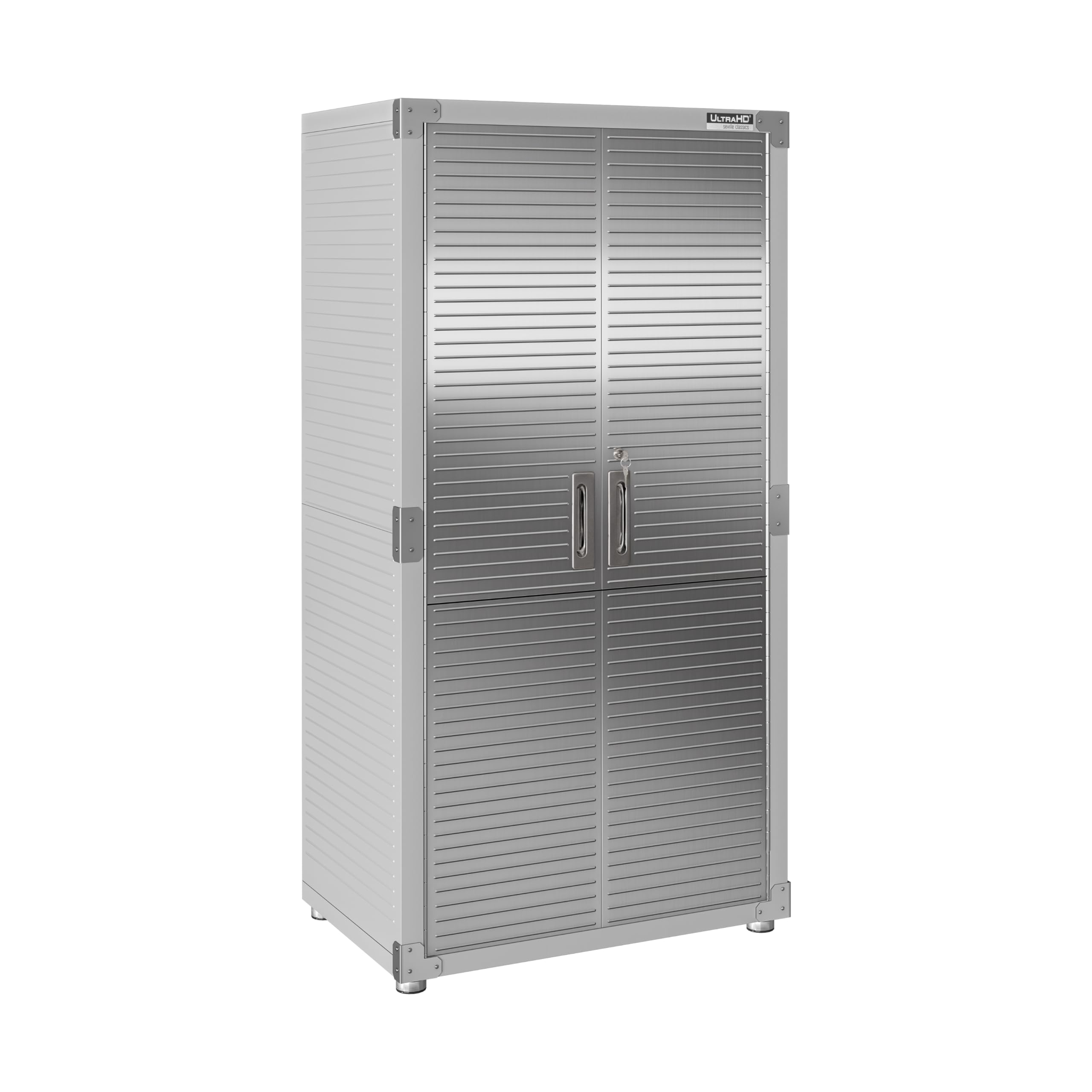 Seville Classics UltraHD Solid Steel Lockable Metal Storage Cabinet Locker Organizer, w/Adjustable Shelves for Garage, Warehouse, Office, Classroom, Granite, 30" W x 18" D x 72" H